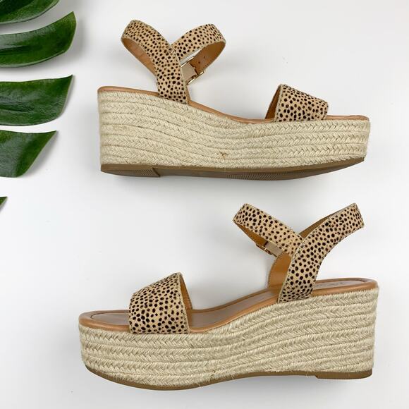 J Crew Platform Espadrille Sandals Leopard Print Calf Hair Women's 8.5 - Picture 10 of 15